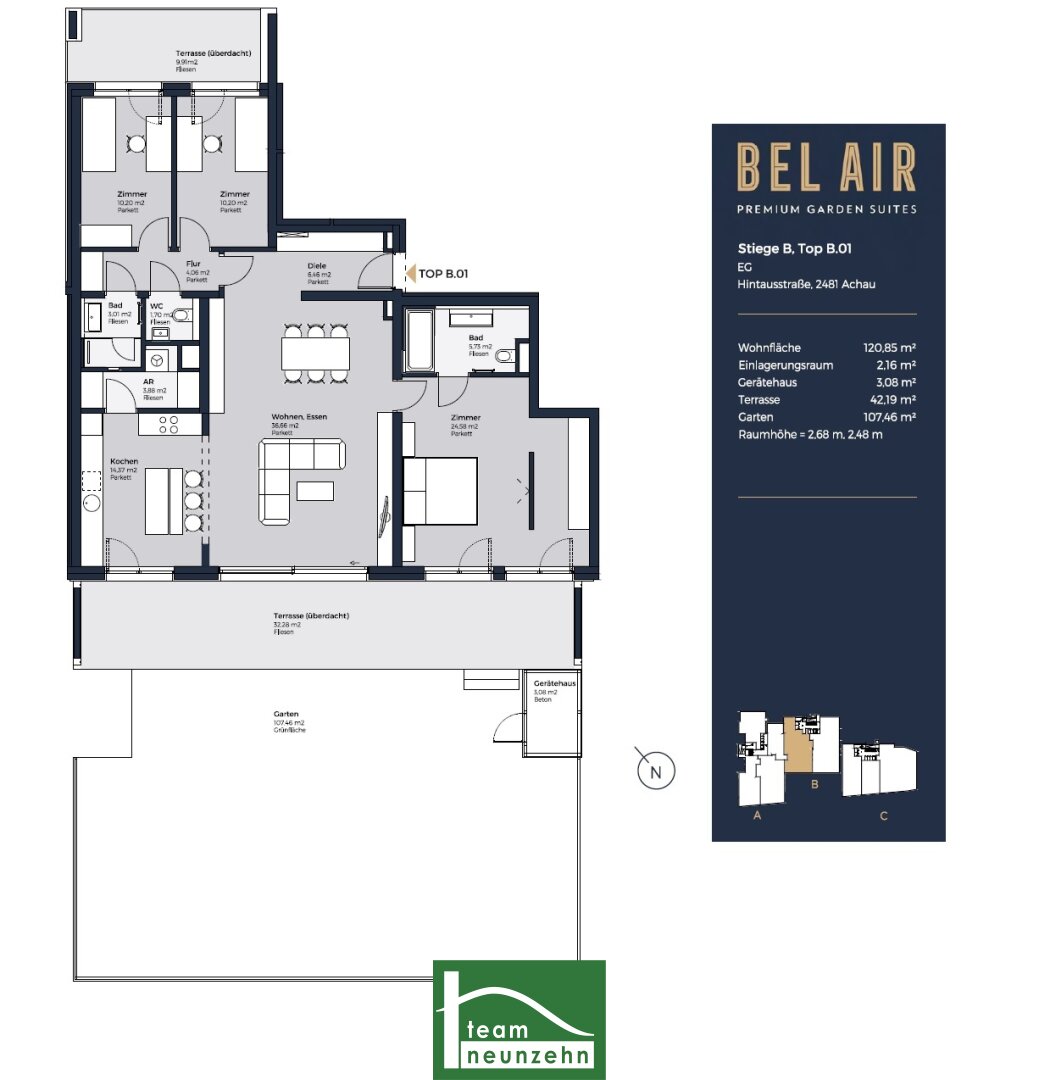 Wohnung zum Kauf 800.002 € 4 Zimmer 120,9 m²<br/>Wohnfläche EG<br/>Geschoss Hintausstraße Achau 2481