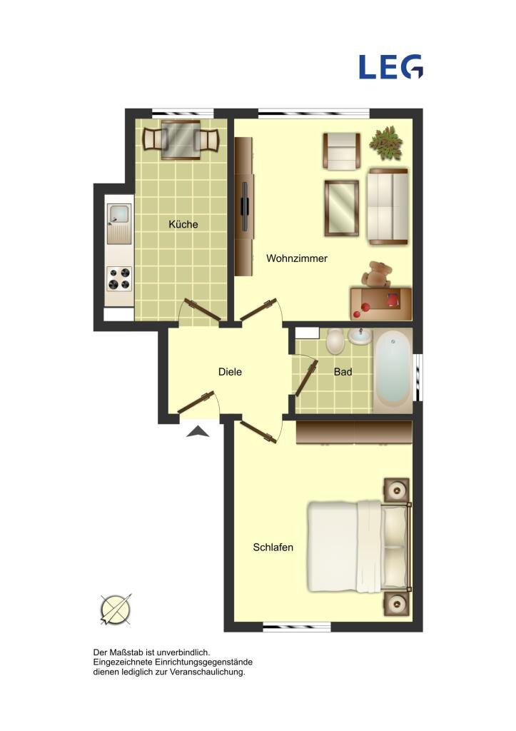 Wohnung zur Miete 399 € 2,5 Zimmer 47 m²<br/>Wohnfläche EG<br/>Geschoss 23.02.2025<br/>Verfügbarkeit Am Friedrichsberg 4 Mitte Bergkamen 59192