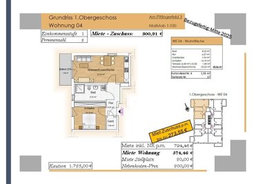 Wohnung zur Miete 300,91 € 2 Zimmer 55,1 m² 1. Geschoss Am Pittingerfeld 3 Wörth Wörth an der Donau 93086