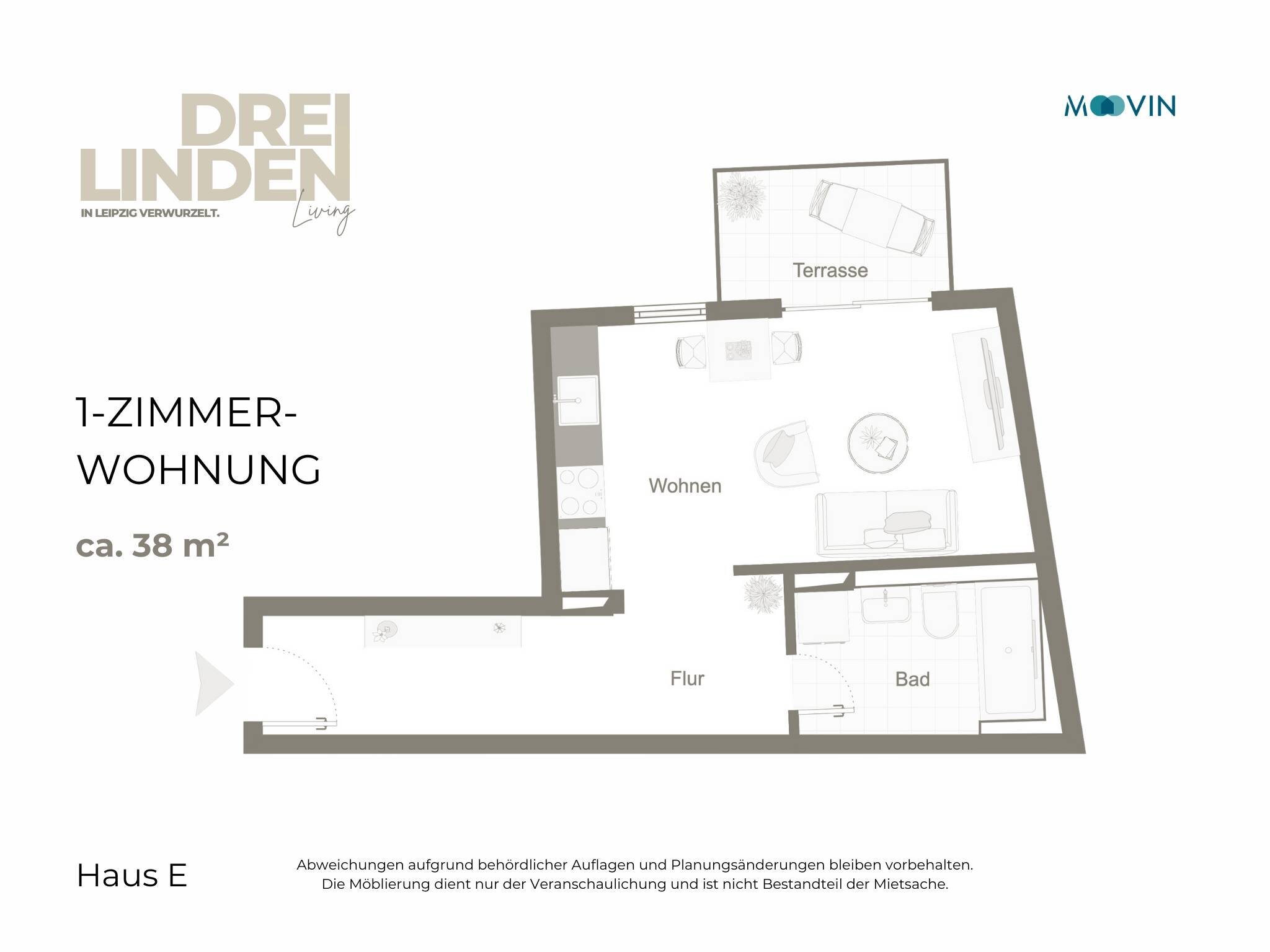 Studio zur Miete 594 € 1 Zimmer 38,3 m²<br/>Wohnfläche 2.<br/>Geschoss 01.02.2025<br/>Verfügbarkeit Dreilindenstraße 8 Altlindenau Leipzig 04177