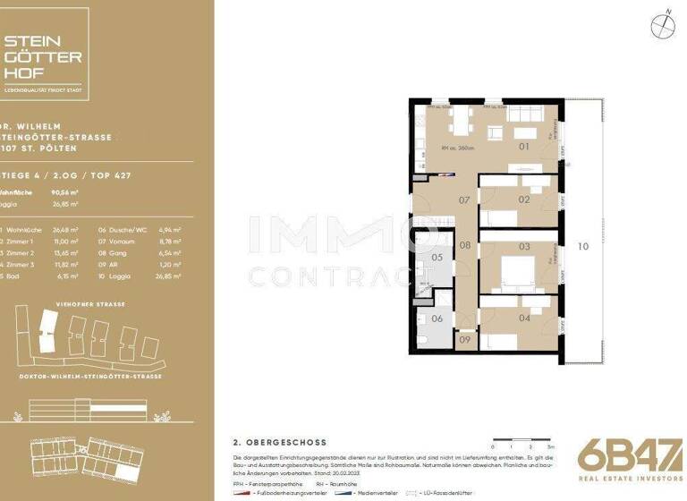 Wohnung zum Kauf - Erstbezug provisionsfrei 320.100 € 4 Zimmer 90,6 m² Teufelhof St. Pölten 3100