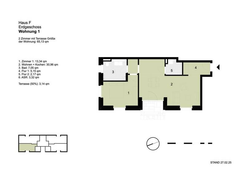 Wohnung zur Miete 877 € 2 Zimmer 65,1 m²<br/>Wohnfläche EG<br/>Geschoss Vegesack Bremen 28757