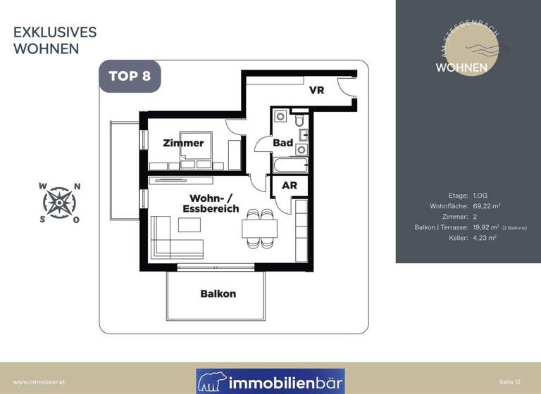 Wohnung zur Miete - Erstbezug 780 € 2 Zimmer 69,4 m² 1. Geschoss frei ab 01.06.2026 Binderweg 9 Steegen 4722