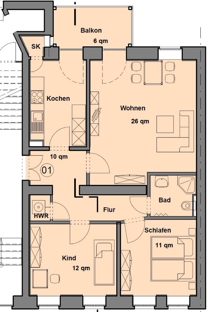 Wohnung zur Miete 686 € 3 Zimmer 76,2 m²<br/>Wohnfläche EG<br/>Geschoss Marienstraße 20 Wurzen Wurzen 04808