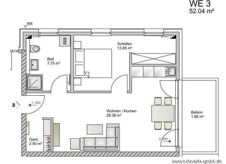 Wohnung zum Kauf - Erstbezug 305.000 € 2 Zimmer 52 m² EG Klingberg Scharbeutz / Klingberg 23684