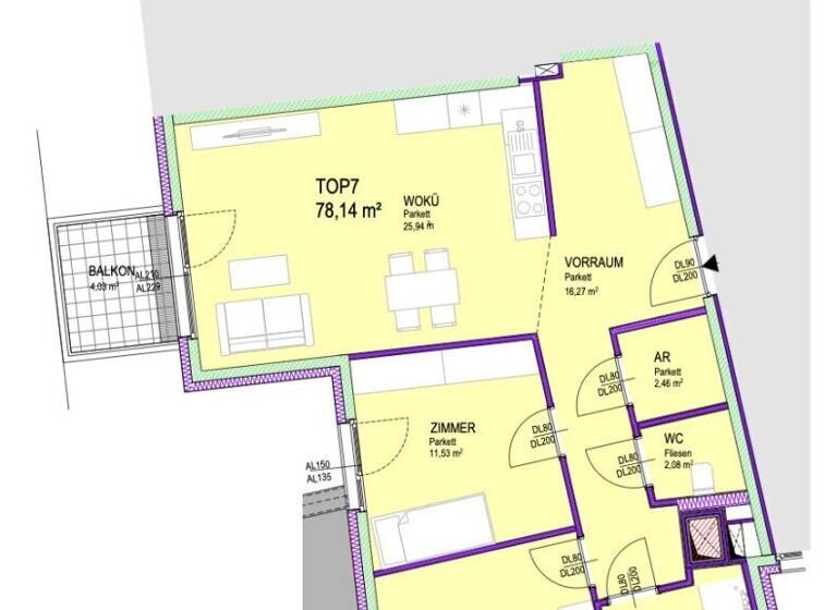 Wohnung zum Kauf - Erstbezug 419.000 € 3 Zimmer 77,5 m² 1. Geschoss Kirchenplatz Groß-Enzersdorf 2301