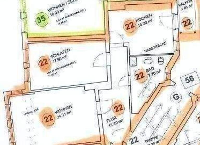 Wohnung zur Miete 499 € 2 Zimmer 76,9 m² 3. Geschoss frei ab sofort Halberstädter Str.56 Sudenburg Magdeburg 39112