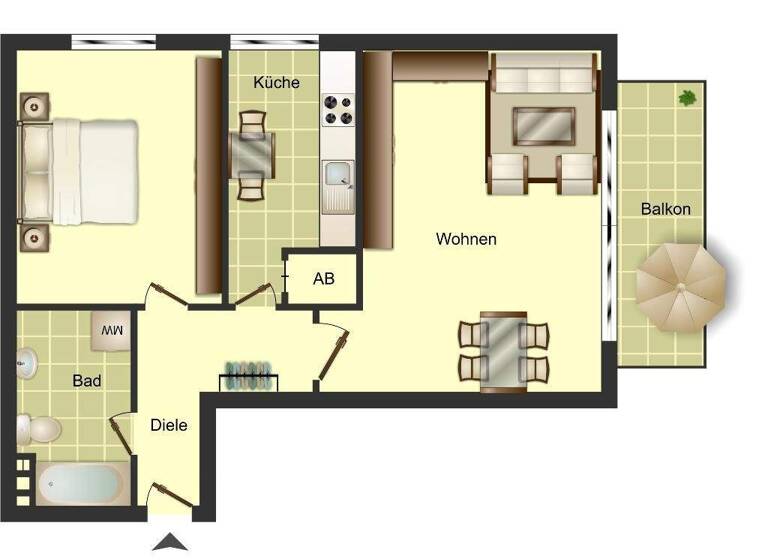 Wohnung zur Miete nur mit Wohnberechtigungsschein 320 € 2,5 Zimmer 65,1 m² 4. Geschoss Rheinstraße 24 Friedrichsfeld Voerde 46562
