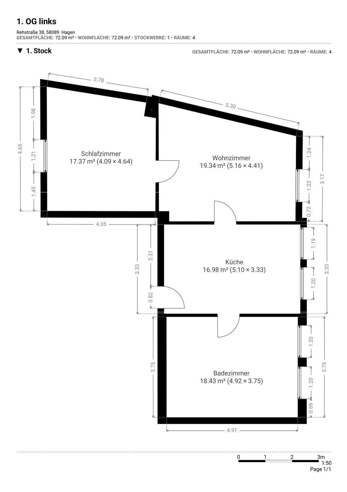 Wohnung zur Miete 399 € 2 Zimmer 72 m²<br/>Wohnfläche 1.<br/>Geschoss ab sofort<br/>Verfügbarkeit Rehstraße 38 Wehringhausen - West Hagen 58089