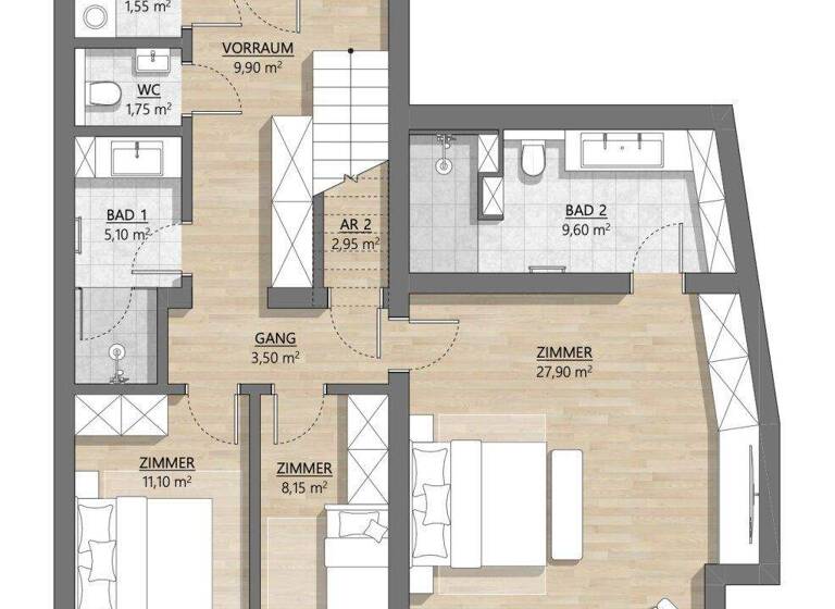 Wohnung zum Kauf - Erstbezug 1.900.845 € 5 Zimmer 203,9 m² 5. Geschoss Am Hundsturm Wien 1050