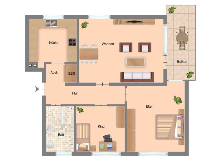 Wohnung zur Miete 1.020 € 3 Zimmer 85 m² 1. Geschoss frei ab sofort Borghorst Steinfurt 48565