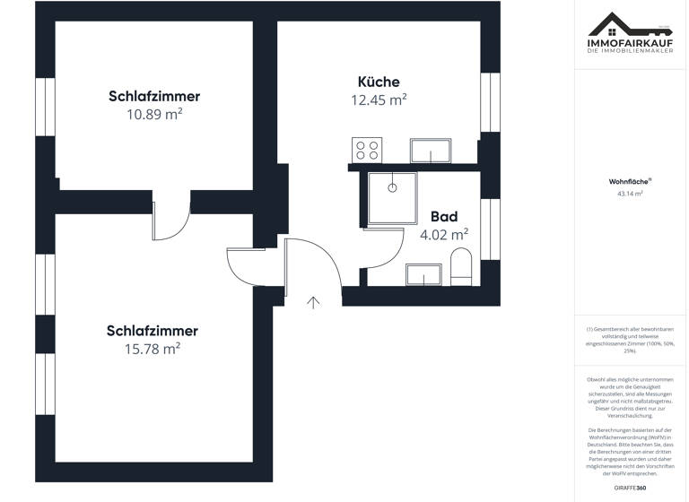 Wohnung zum Kauf 80.500 € 2 Zimmer 43,1 m² Lemsdorf Magdeburg 39118