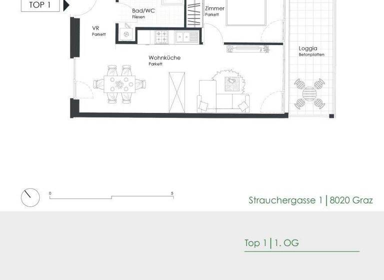 Wohnung zur Miete 496 € 2 Zimmer 47,7 m² 1. Geschoss Strauchergasse 1 Lend Graz 8020