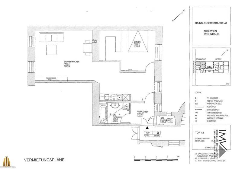 Wohnung zum Kauf 453.000 € 2 Zimmer 70 m² 2. Geschoss Wien 1030
