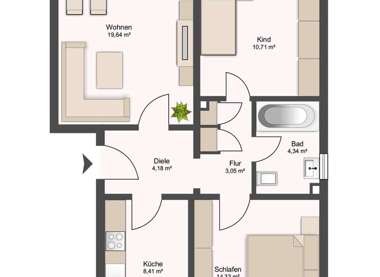 Wohnung zum Kauf 150.000 € 3 Zimmer 68 m² EG Berenbostel Garbsen 30827