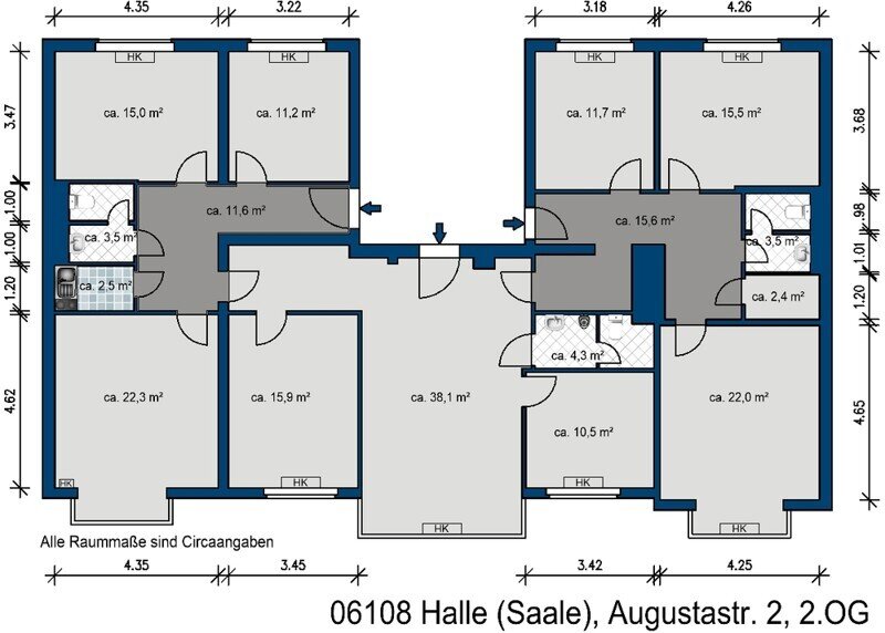 Bürofläche zur Miete provisionsfrei 1.500 € 10 Zimmer 211,6 m²<br/>Bürofläche Augustastr. 2 Nördliche Innenstadt Halle (Saale) 06108