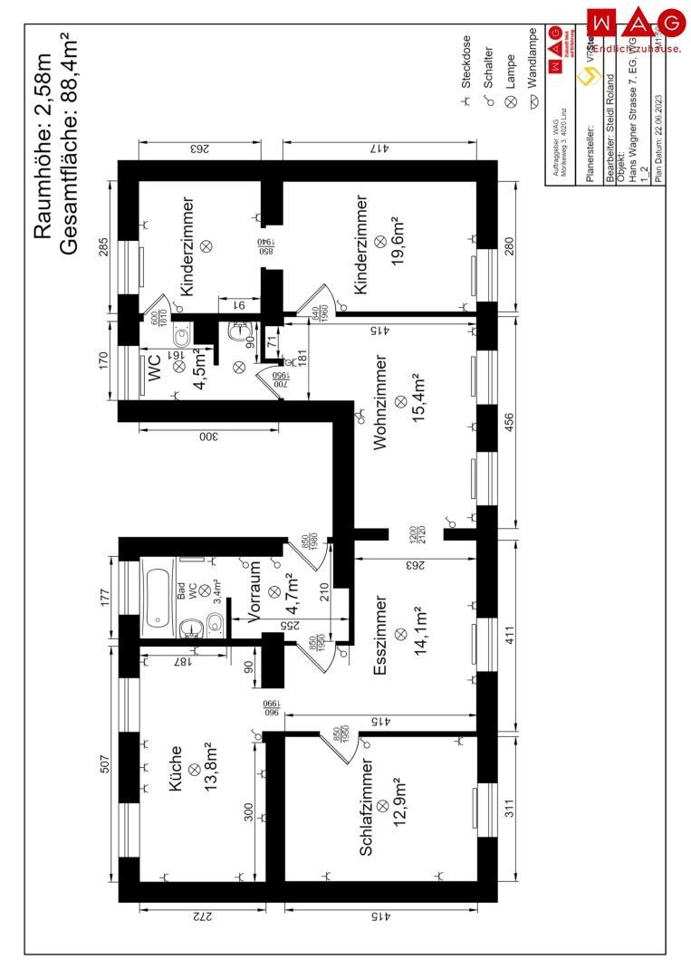 Wohnung zur Miete 471 € 4 Zimmer 89,7 m²<br/>Wohnfläche EG<br/>Geschoss ab sofort<br/>Verfügbarkeit Wagnerstraße 7 Steyr 4400