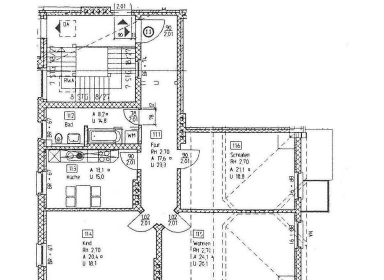 Wohnung zur Miete 680 € 3 Zimmer 104,5 m² 2. Geschoss frei ab sofort Albrechtstraße 11 Innenstadt Dessau-Roßlau 06844
