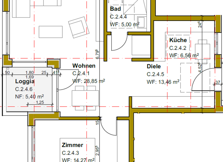 Wohnung zur Miete 770 € 2 Zimmer 70 m² 2. Geschoss Tiengen Waldshut-Tiengen 79761