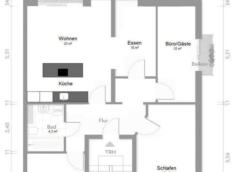 Wohnung zum Kauf provisionsfrei 390.000 € 5 Zimmer 85 m² EG Horn Hamburg 22111