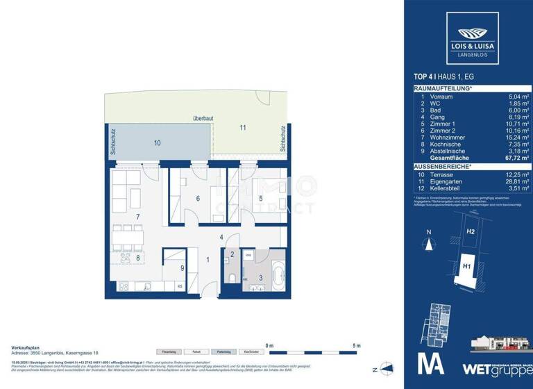 Wohnung zum Kauf - Erstbezug provisionsfrei 314.000 € 3 Zimmer 67,7 m² EG Langenlois 3550