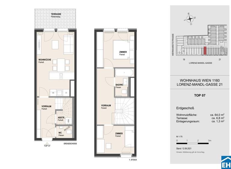 Wohnung zur Miete 1.128 € 3 Zimmer 64 m² EG Lorenz-Mandl-Gasse Wien 1160