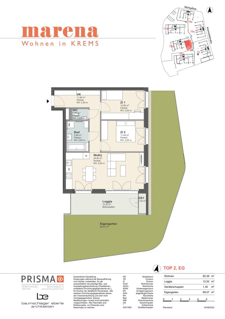 Wohnung zur Miete 977 € 3 Zimmer 65,4 m²<br/>Wohnfläche 01.03.2025<br/>Verfügbarkeit Kremstalstraße 75b Krems an der Donau Krems an der Donau 3500