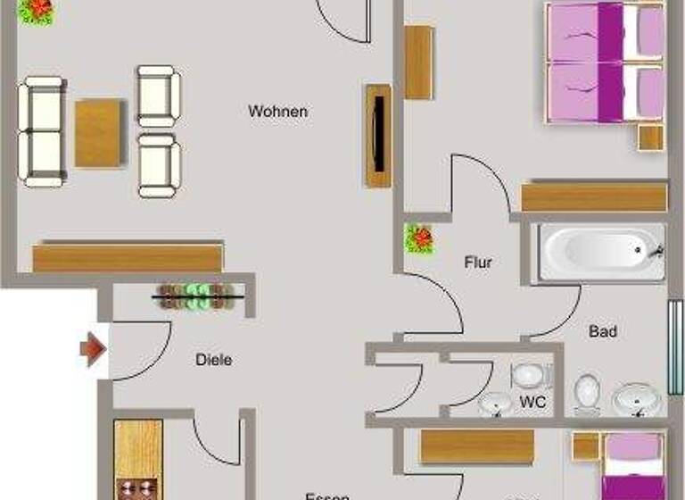 Wohnung zur Miete nur mit Wohnberechtigungsschein 384 € 3,5 Zimmer 69,4 m² 2. Geschoss Niederrheinallee 95 Neukirchen Neukirchen-Vluyn 47506