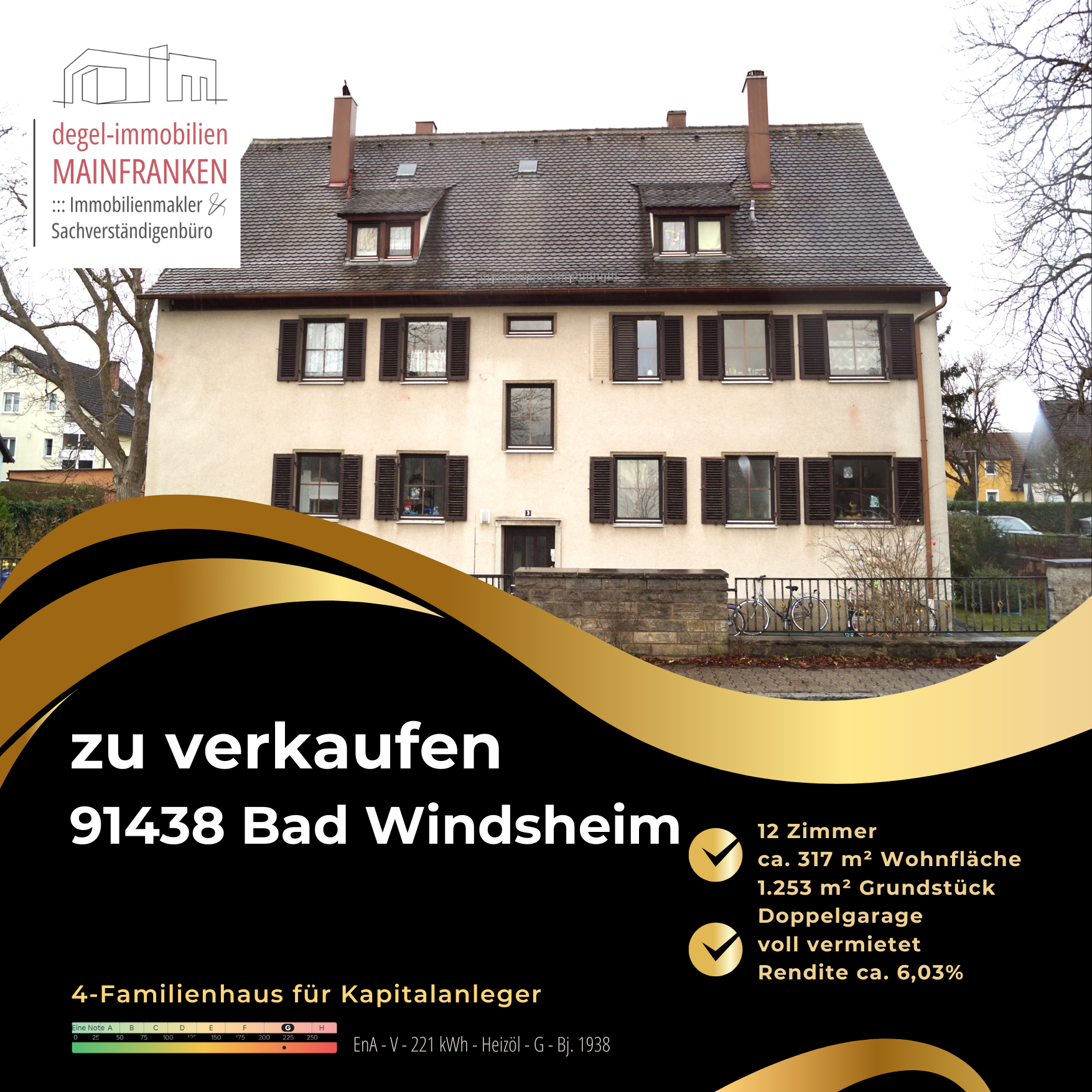 Mehrfamilienhaus zum Kauf 379.000 € 14 Zimmer 317 m²<br/>Wohnfläche 1.253 m²<br/>Grundstück Bad Windsheim Bad Windsheim 91438