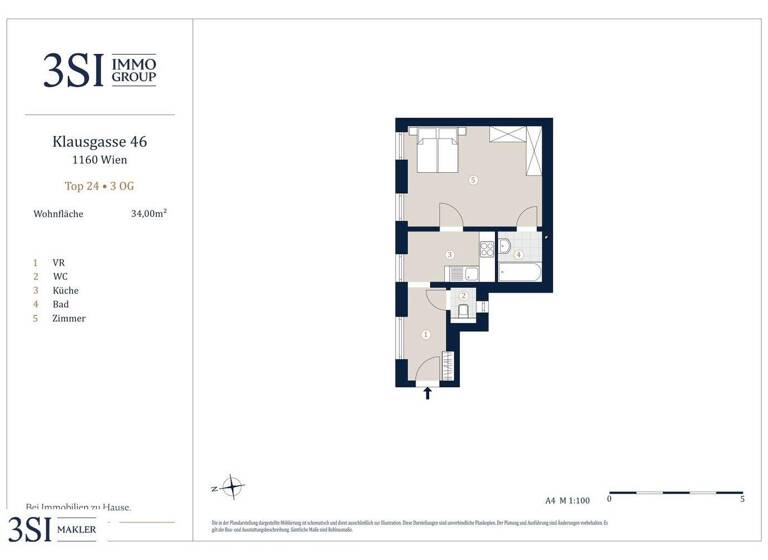 Studio zum Kauf 199.000 € 1 Zimmer 34 m² 3. Geschoss Klausgasse 46 Wien 1160