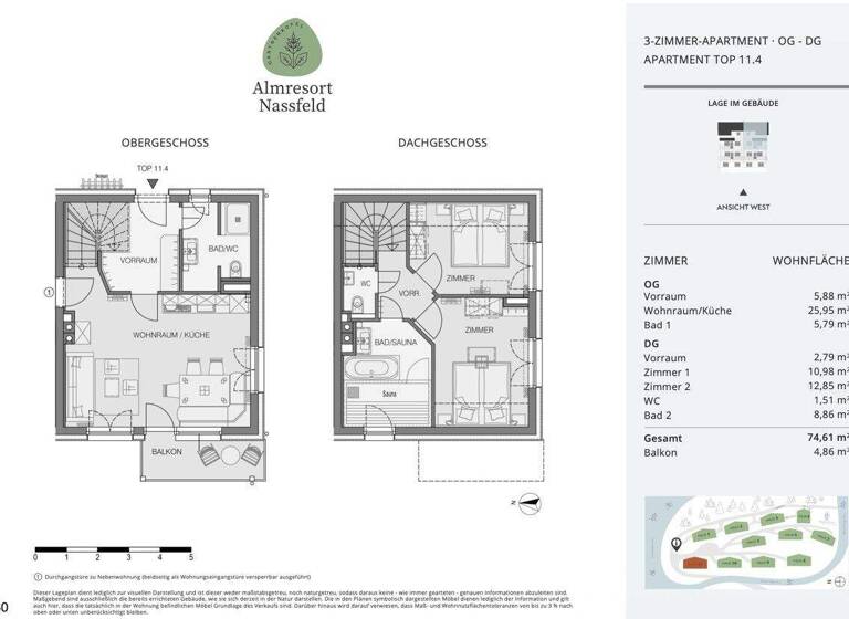 Maisonette zum Kauf provisionsfrei 392.904 € 3 Zimmer 74,6 m² Hermagor 9620
