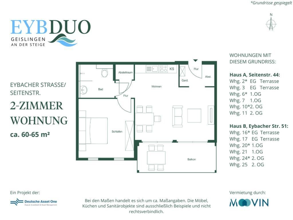 Studio zur Miete 710 € 2 Zimmer 60,7 m²<br/>Wohnfläche 1.<br/>Geschoss 01.02.2025<br/>Verfügbarkeit Seitenstr. 44 Geislingen Geislingen an der Steige 73312