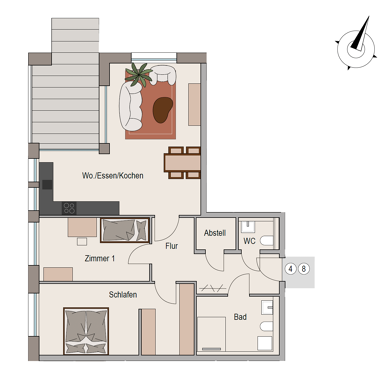 Wohnung zum Kauf - Neubau provisionsfrei 546.900 € 3 Zimmer 95,1 m² 2. Geschoss Hauptstraße 62 Neckarwestheim 74382
