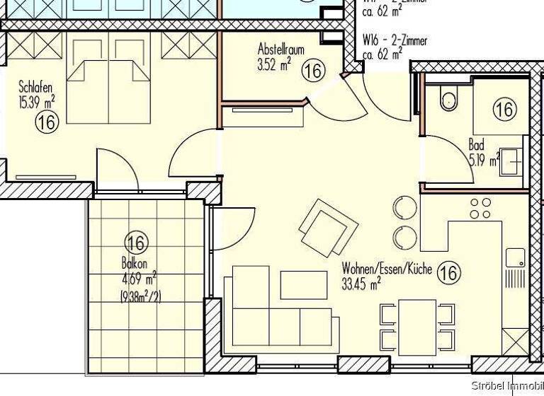 Wohnung zum Kauf - Erstbezug 236.500 € 2 Zimmer 62,3 m² 2. Geschoss Wilburgstetten 91634