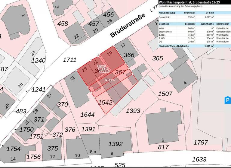 Grundstück zum Kauf provisionsfrei 499.800 € 735 m² Grundstück Brüderstraße 19-23 Innenstadt Bad Salzuflen 32105
