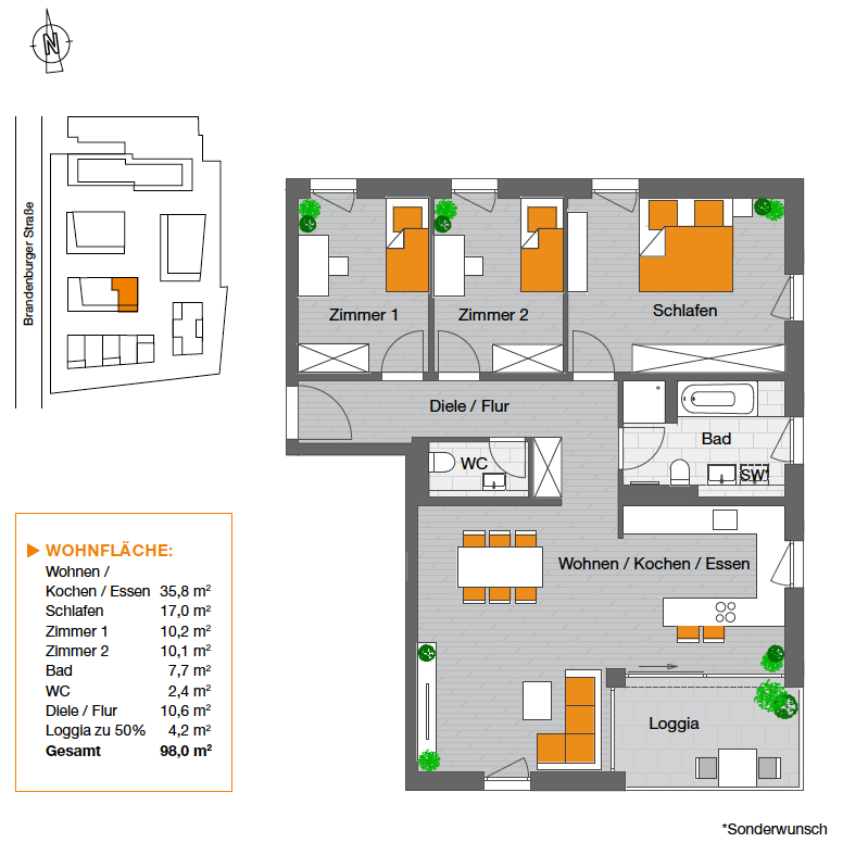 Wohnung zur Miete 1.650 € 4 Zimmer 98 m²<br/>Wohnfläche 1.<br/>Geschoss ab sofort<br/>Verfügbarkeit Brandenburger Straße 12 Warmbronn Leonberg 71229