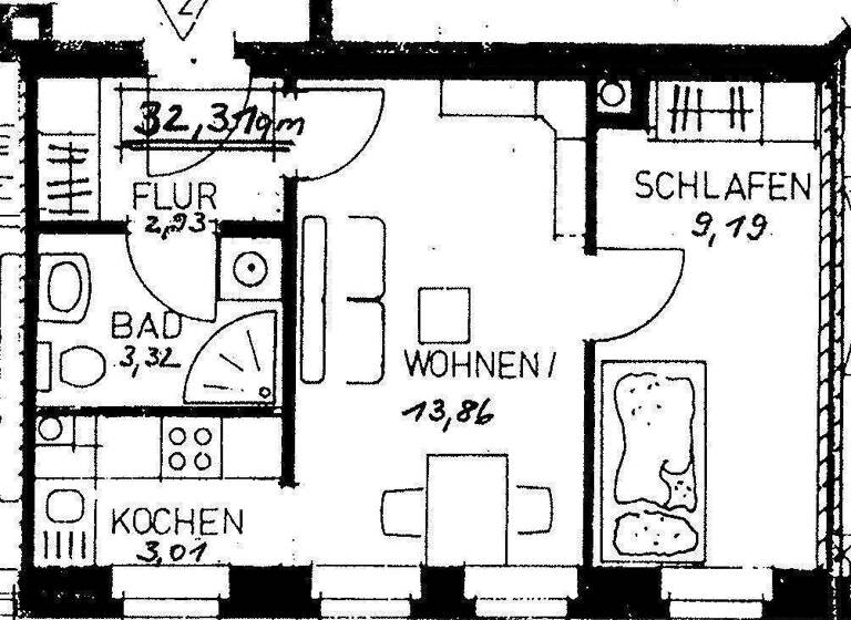 Wohnung zur Miete 295 € 2 Zimmer 32,3 m² EG frei ab sofort Holzhäuser Str. 125 Stötteritz Leipzig 04299