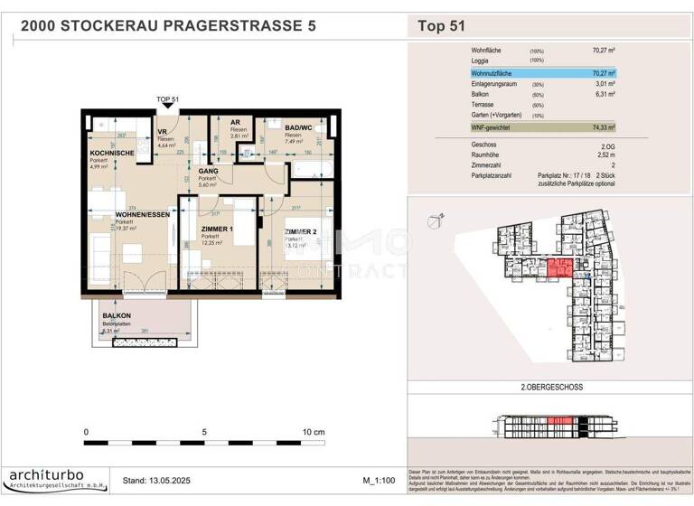 Wohnung zum Kauf 356.774 € 2 Zimmer 2. Geschoss Stockerau 2000