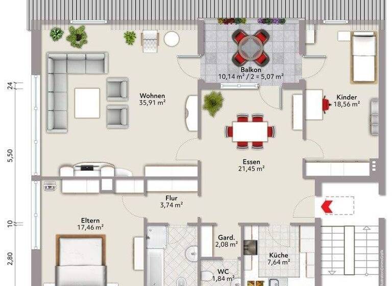 Wohnung zum Kauf 365.000 € 3 Zimmer 119 m² 3. Geschoss frei ab sofort Oberhausen Augsburg 86154