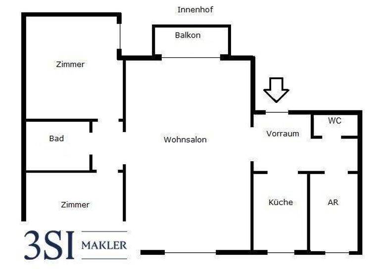 Wohnung zur Miete 1.553 € 3 Zimmer 115 m² 2. Geschoss Lindengasse 22 Wien,Neubau 1070