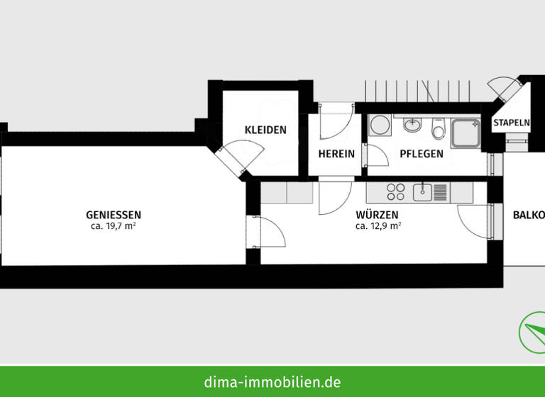 Wohnung zur Miete 750 € 1 Zimmer 46,4 m²<br/>Wohnfläche 2.<br/>Geschoss ab sofort<br/>Verfügbarkeit Karl-Heine-Straße 51 Plagwitz Leipzig 04229