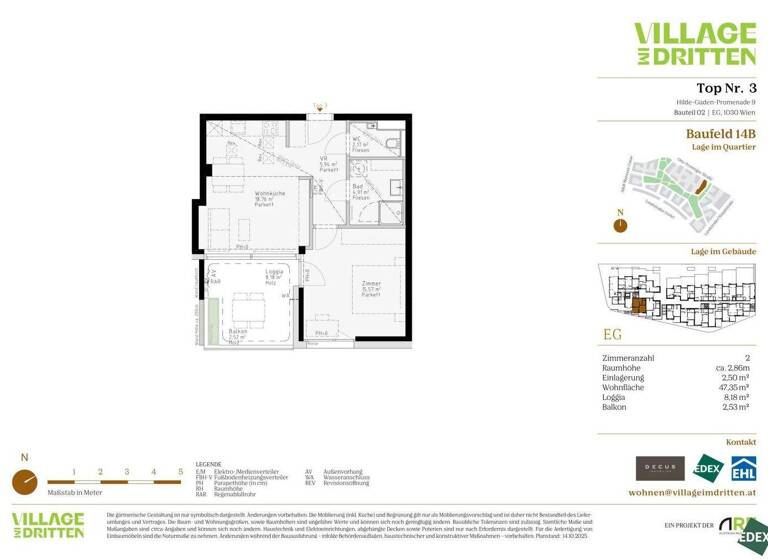 Wohnung zum Kauf - Erstbezug 355.000 € 2 Zimmer 47,4 m² EG Hilde-Güden-Promenade 9 Wien 1030