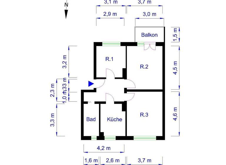 Wohnung zur Miete 551 € 3 Zimmer 68,8 m² 2. Geschoss frei ab 01.05.2026 Große Diesdorfer Str. 170 Stadtfeld West Magdeburg 39110