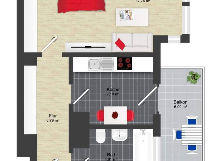 Studio zum Kauf 79.800 € 1 Zimmer 42,2 m² Stadtfeld Ost Magdeburg / Stadtfeld Ost 39108