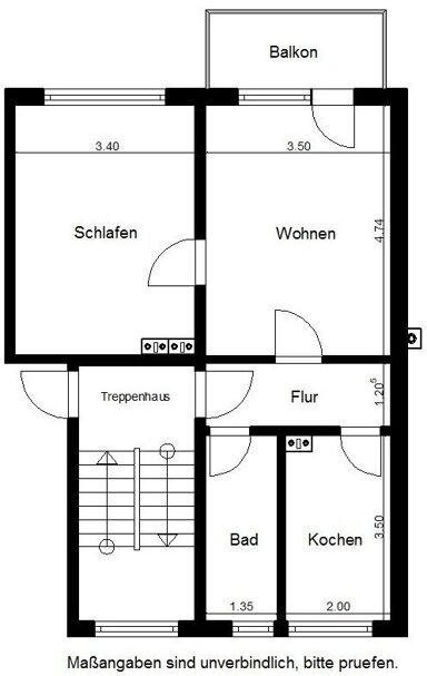 Wohnung zur Miete 348 € 2 Zimmer 50,4 m² 3. Geschoss frei ab 01.04.2025 Welfenweg 27 Nordhausen Nordhausen 99734