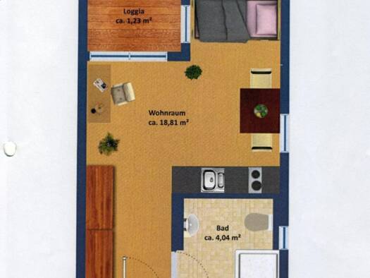 Studio zur Miete 330 € 1 Zimmer 25 m² 1. Geschoss Mattstr. 4 Innenstadt Aschaffenburg 63743