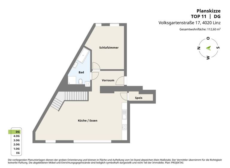 Wohnung zur Miete 1.161 € 3 Zimmer 112,6 m² 4. Geschoss Volksgartenstraße 17 Linz 4020