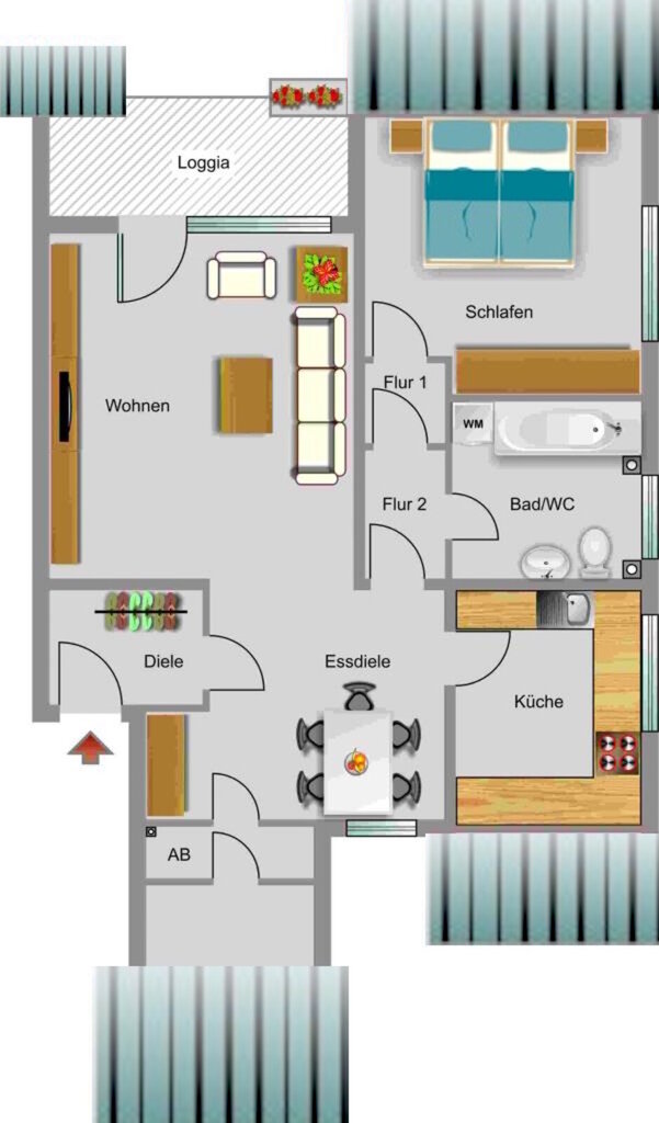 Wohnung zur Miete nur mit Wohnberechtigungsschein 345 € 2,5 Zimmer 64,8 m²<br/>Wohnfläche 3.<br/>Geschoss 01.03.2025<br/>Verfügbarkeit Wichernstraße 12 Östliche Stadtmitte Ahlen 59229