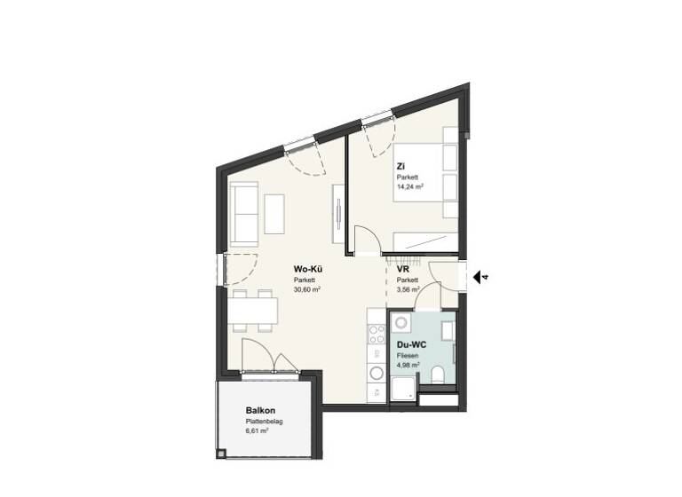 Wohnung zum Kauf 390.000 € 2 Zimmer 53,4 m² 1. Geschoss Flötzersteig 225 Wien 1140