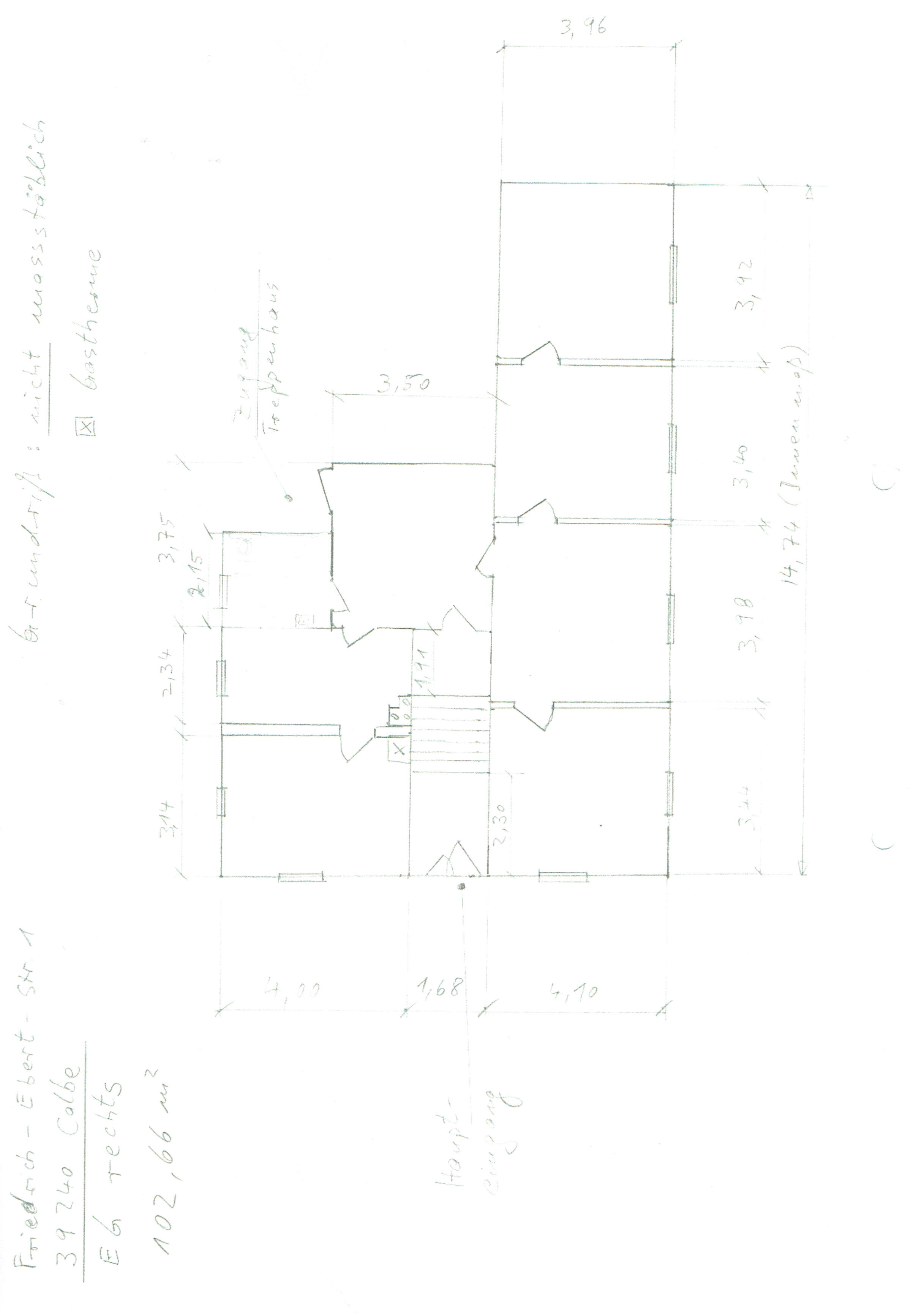 Wohnung zur Miete 605 € 5 Zimmer 102,5 m²<br/>Wohnfläche EG<br/>Geschoss ab sofort<br/>Verfügbarkeit Friedrich-Ebert-Str. 1 Calbe Calbe (Saale) 39240